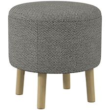 HOMCOM Storage Ottoman, Round Stool Chair with Cushioned Top, Light Grey