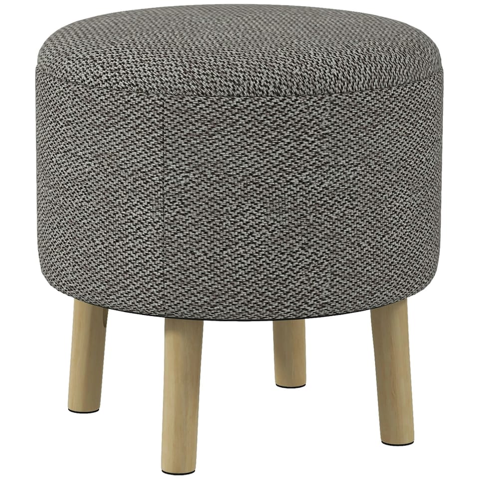image 1 of HOMCOM Storage Ottoman, Round Stool Chair with Cushioned Top, Light Grey
