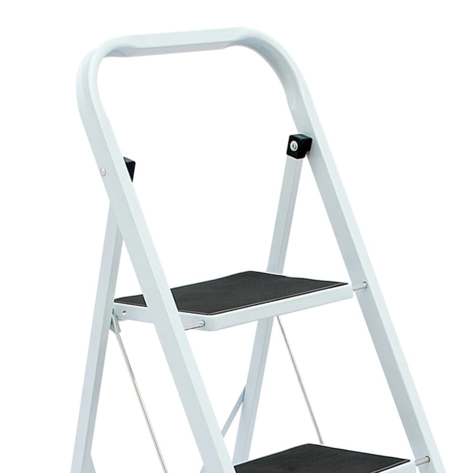 image 1 of Oypla Foldable 3 Step Ladder Stepladder Non Slip Tread Safety Steel White