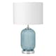 image 2 of Set of 2 Turquoise Ribbed Glass Lamps with White Shades | Chrome | White | Large | 2