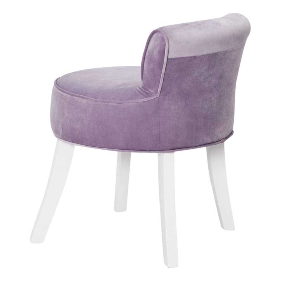 image 1 of Living and Home Velvet Upholstered Dressing Table Stool - Purple
