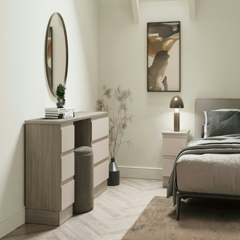 image 1 of J-Pull Handleless Cashmere Double Wardrobe with Shelves Brown | Beige