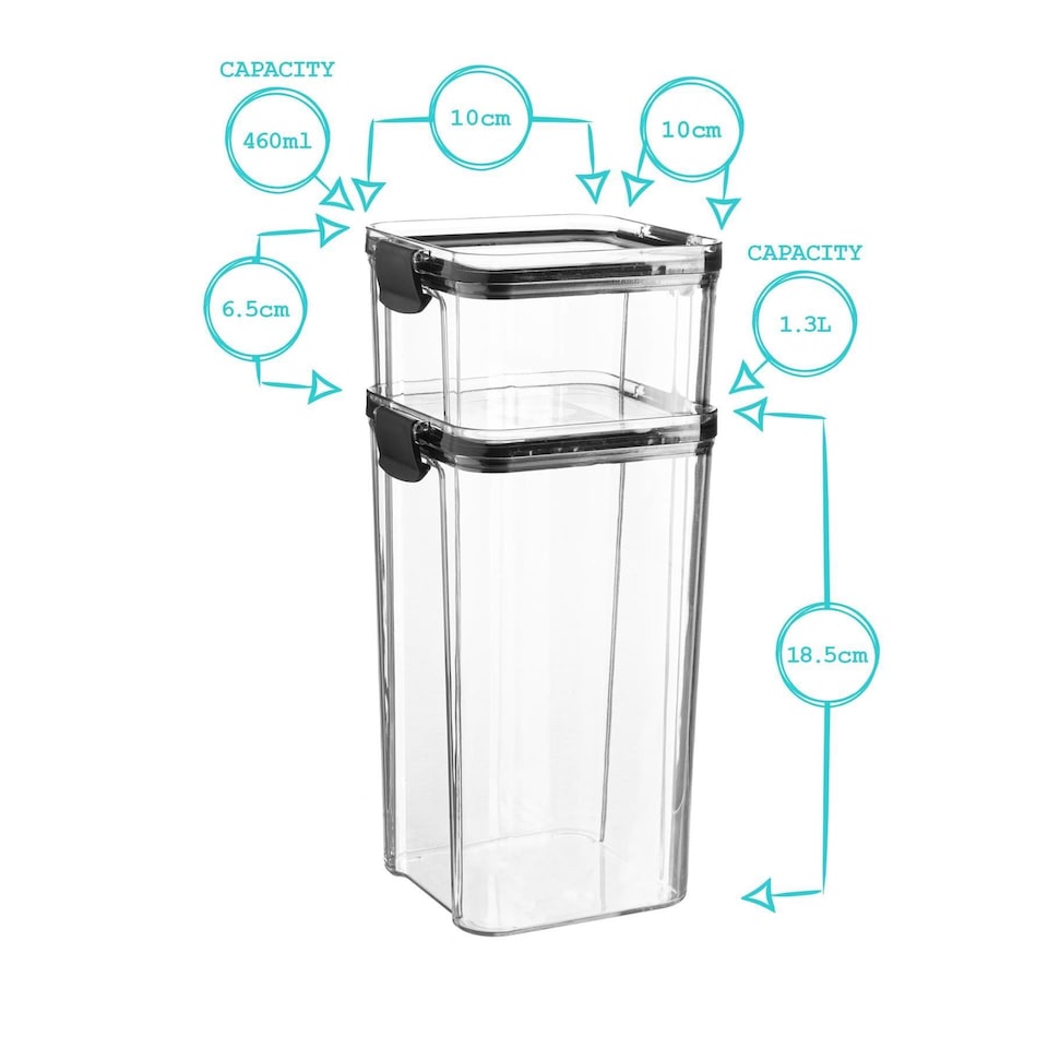 image 1 of Argon Tableware 6 Piece Food Storage Containers Set - 4 Sizes - Black