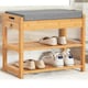 image 3 of Wooden Shoe Storage Bench With Hidden Drawer & Cushioned Seat Brown