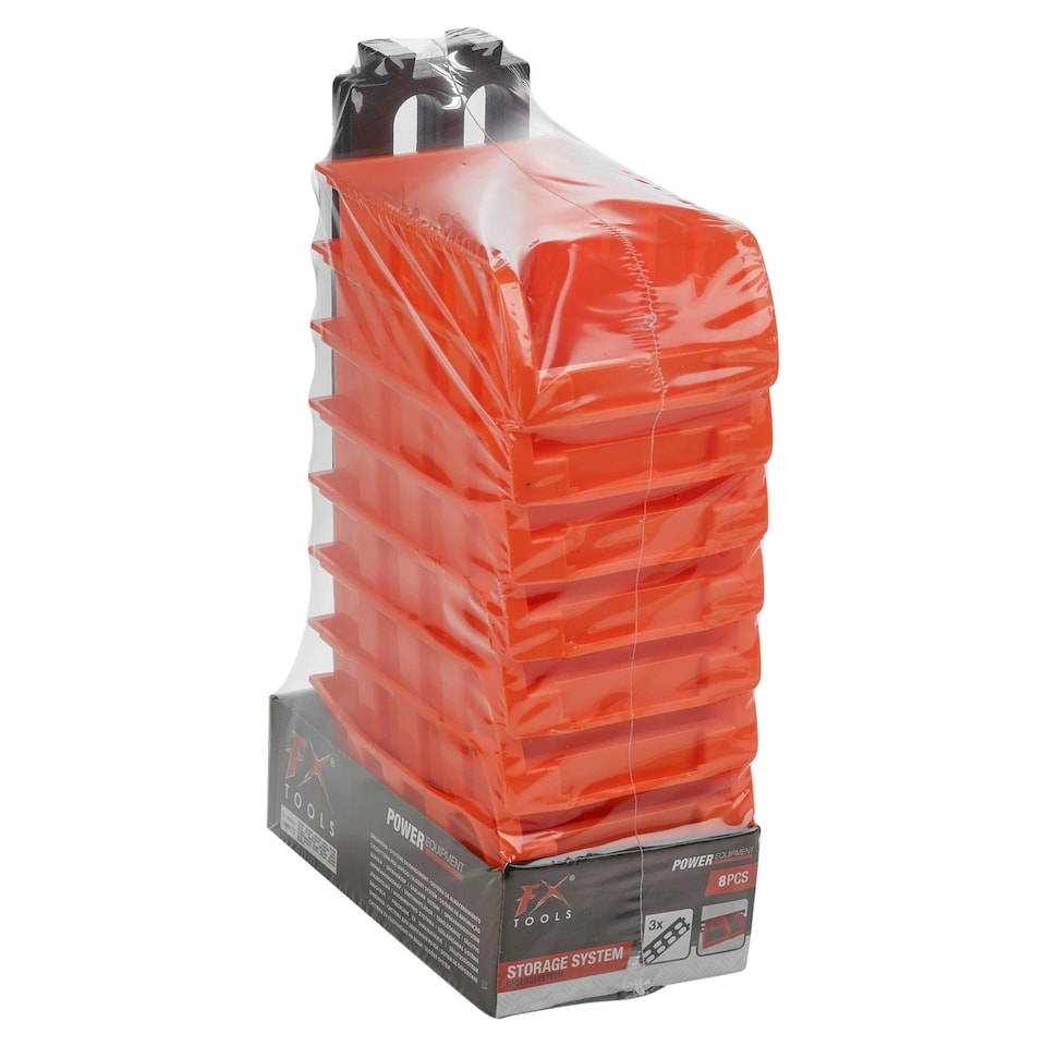 image 1 of Stackable Tool Storage Bins Workshop Garage Modular Organiser & Wall Mounts | Orange | Orange | 8
