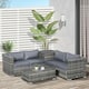 image 2 of Outsunny 6Pcs Rattan Sofa Set Garden Sectional Garden Wicker Furniture Cushion