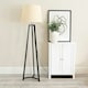 image 2 of ValueLights Lottie Black Wood Tripod Floor Lamp with Beige Fabric Tapered Shade