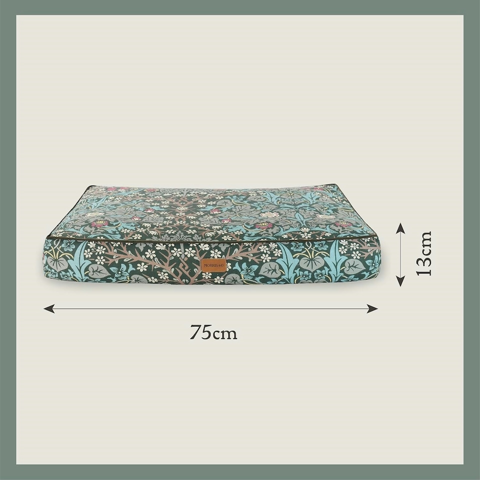 image 1 of Morris & Co Blackthorn Print Dog Mattress Bed - Medium | Green | M | 1