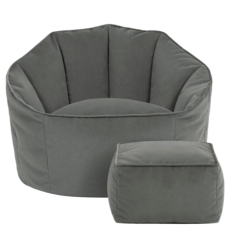 image 1 of icon Sirena  Velvet Accent Chair and Footstool Bean Bag, Pink