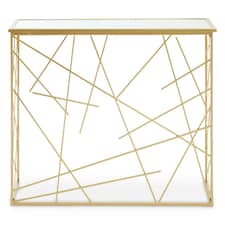 Interiors By Premier Sleek Champagne Gold Finish Console Table With Mirror Top, Sturdy  Hallway Table, Decorative Surface Table Gold