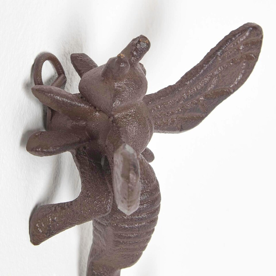 image 1 of Homescapes Vintage Style Bumble Bee Cast Iron Coat Hook Hanger | Brown | One Size