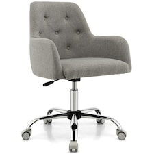COSTWAY Adjustable Rolling Upholstered Accent Armchair Grey