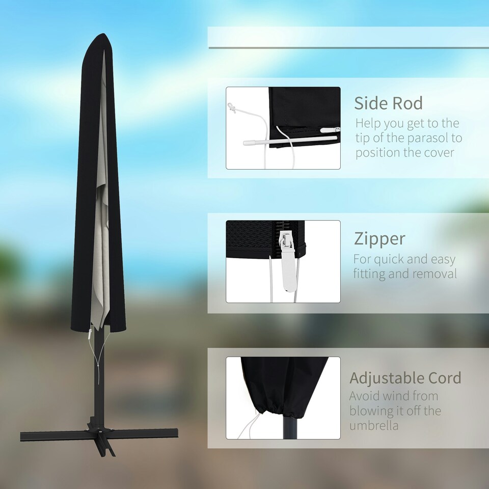 image 1 of Outsunny Garden Parasol Cover for 2-4m Outdoor Umbrella Protector w/ Rod, Zipper
