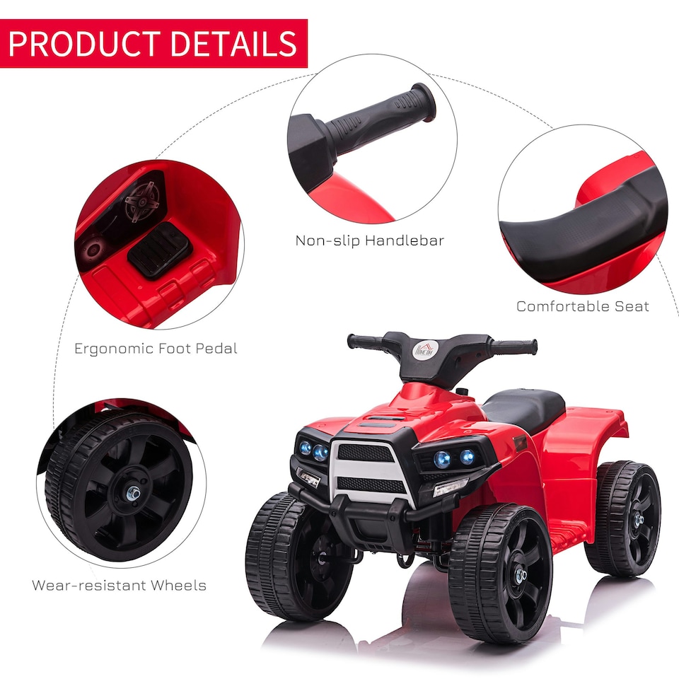 image 1 of HOMCOM 6 V Kids Ride on Cars Electric ATV for 18-36 months Toddlers Black+Red