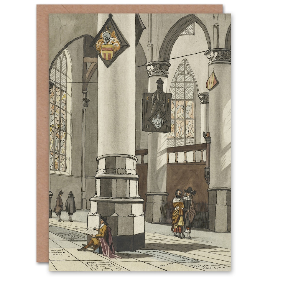 image 1 of Cornelis Ploos van Amstel Gothic Church Interior Art Greeting Card