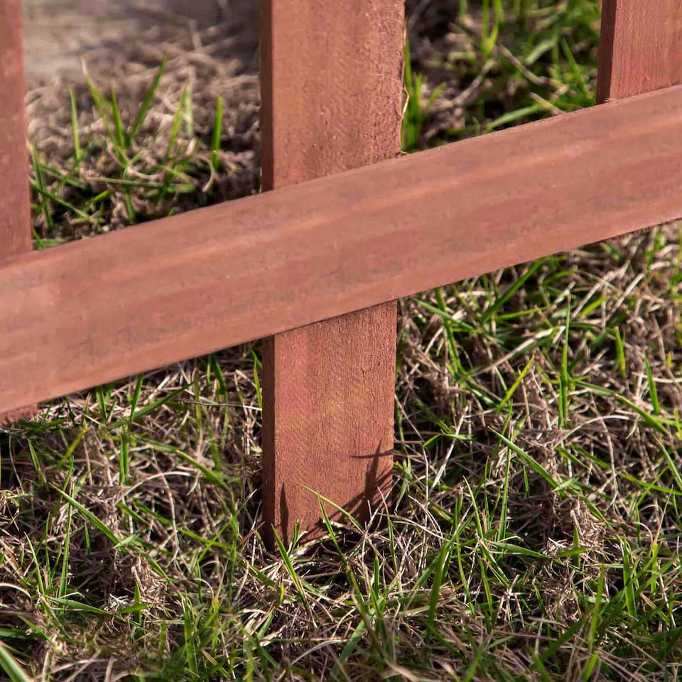 image 1 of Outsunny Pack of 12 Wooden Plant Border Fence Garden Fixed Picket Fence Brown