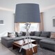 image 8 of Tripod - Chrome Lamp with Grey & Gold Fabric Shade | Chrome | Grey | Large | 1