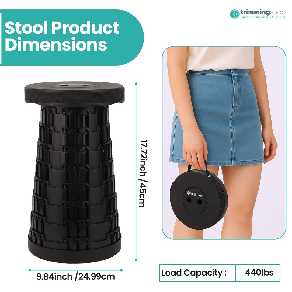 image 1 of Trimming Shop Portable Folding Stool, Telescopic Collapsible Stool