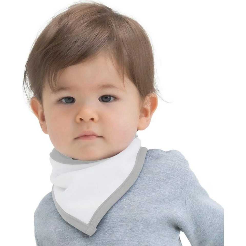 image 1 of Babybugz Baby Plain Bandana Bib (Pack of 2) - White/Heather Grey - One Size