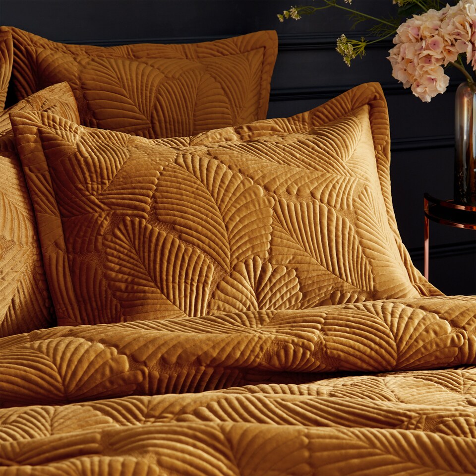 Paoletti Palmeria Quilted Velvet Pillowcase
