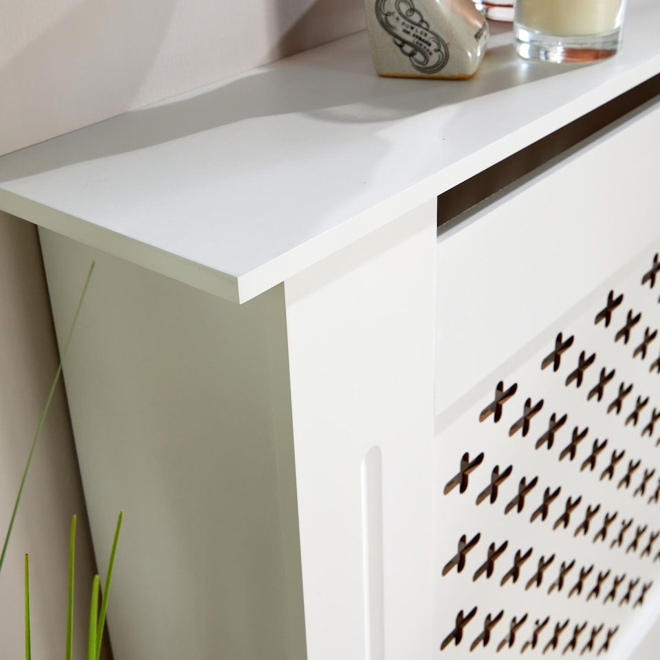 image 1 of Large Radiator Cover MDF Wooden Home Decorative Modern Design | White