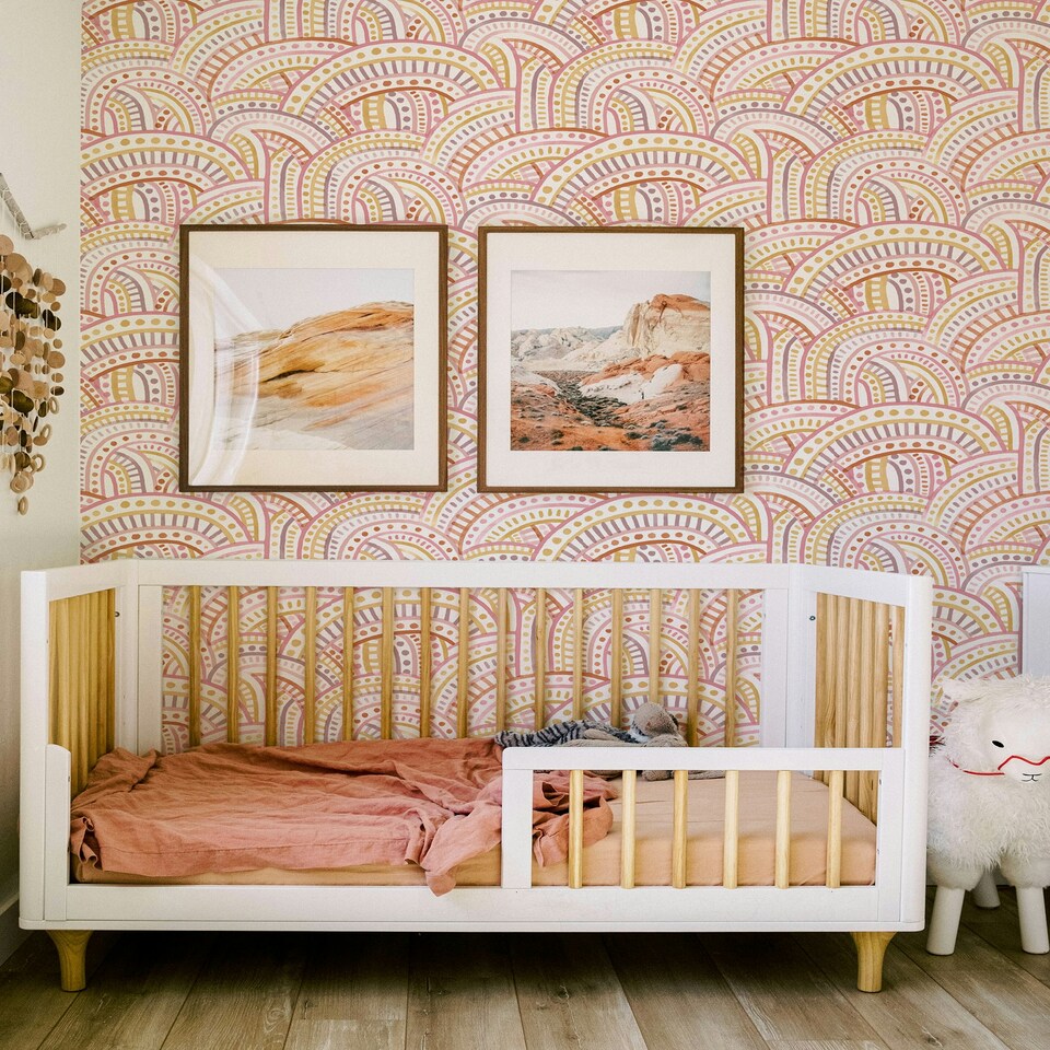 image 1 of NuWallpaper NUS4855 Retro Rainbow Multi Peel & Stick Wallpaper, Warm Multi
