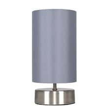 ValueLights Francis Brushed Chrome Touch Table Lamp Grey Shade