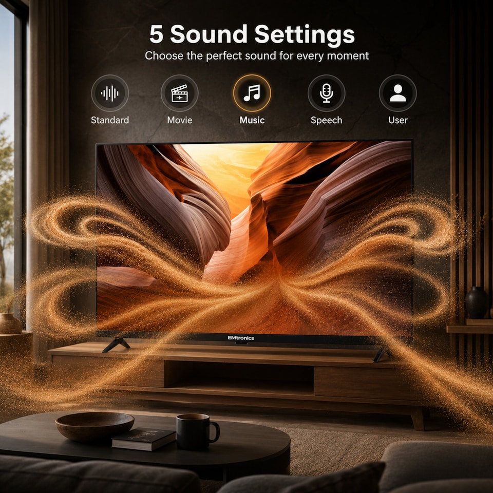 image 1 of EMtronics 32-Inch HD Ready 720p LED TV - Black