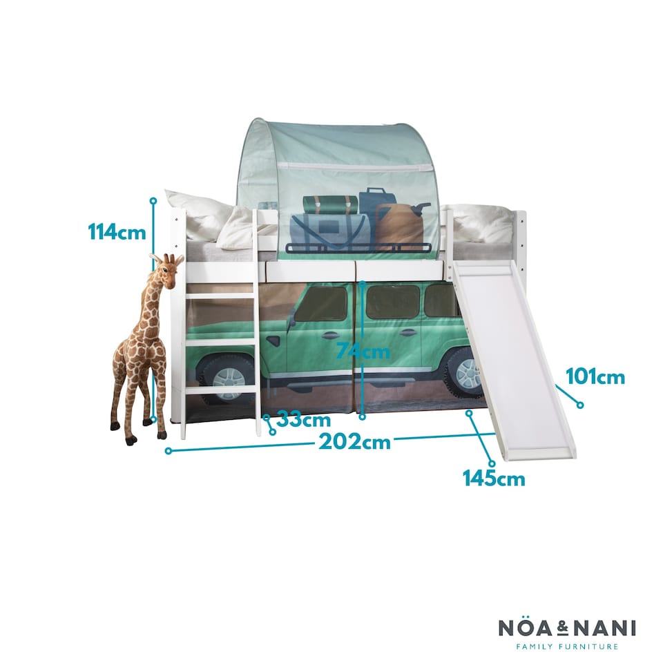 image 1 of Moro Cabin Bed Midsleeper with Slide & Safari Overland Off Road Package in White
