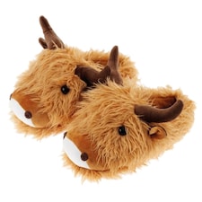 Fuzzy Friends Highland Cow Slippers Up to UK Size 7