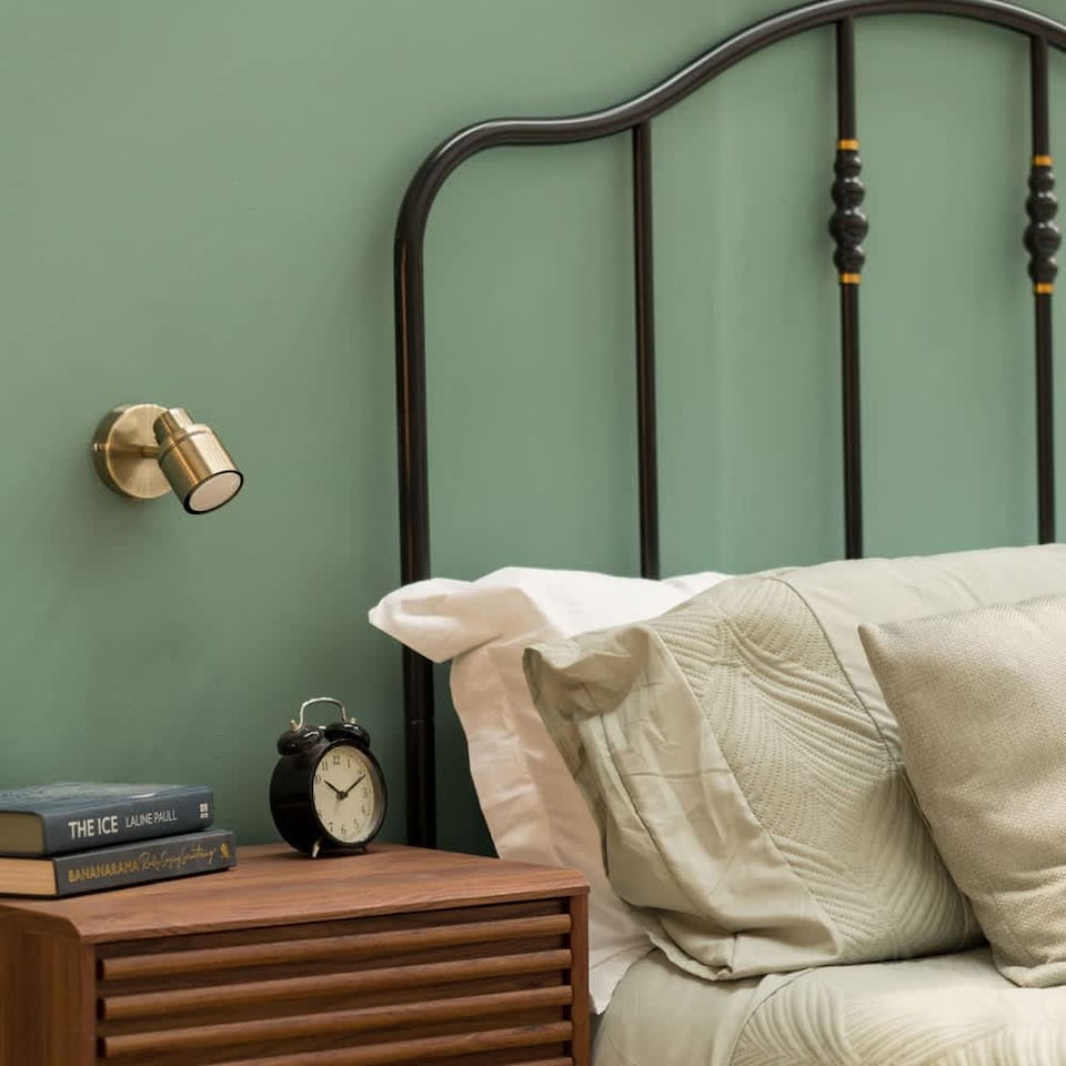 image 1 of ValueLights Benton Antique Brass IP44 Adjustable Wall Light & Bulb | Gold