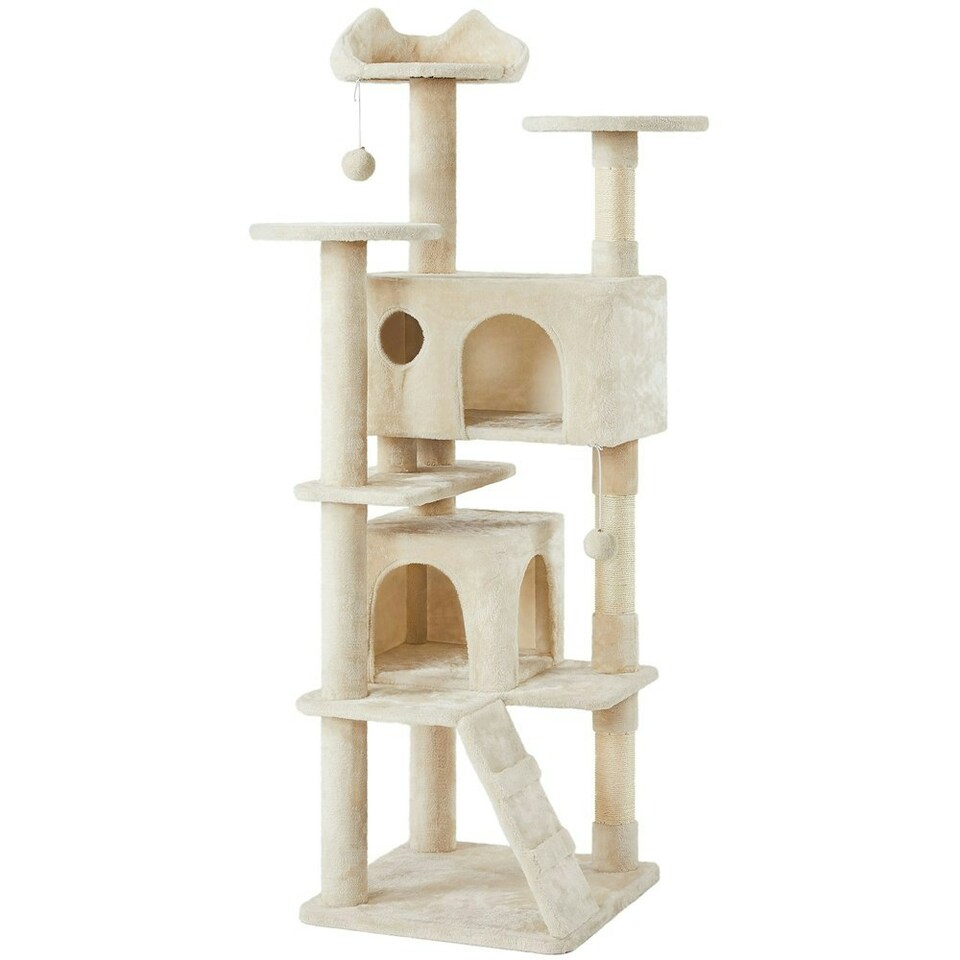 image 1 of Yaheetech 177 cm Cat Tree Tower with Condos and Scratching Posts Beige