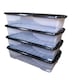 image 1 of 4 x 42L Clear Under Bed Storage Box with Black Lid, Stackable and Nestable Design Storage Solution