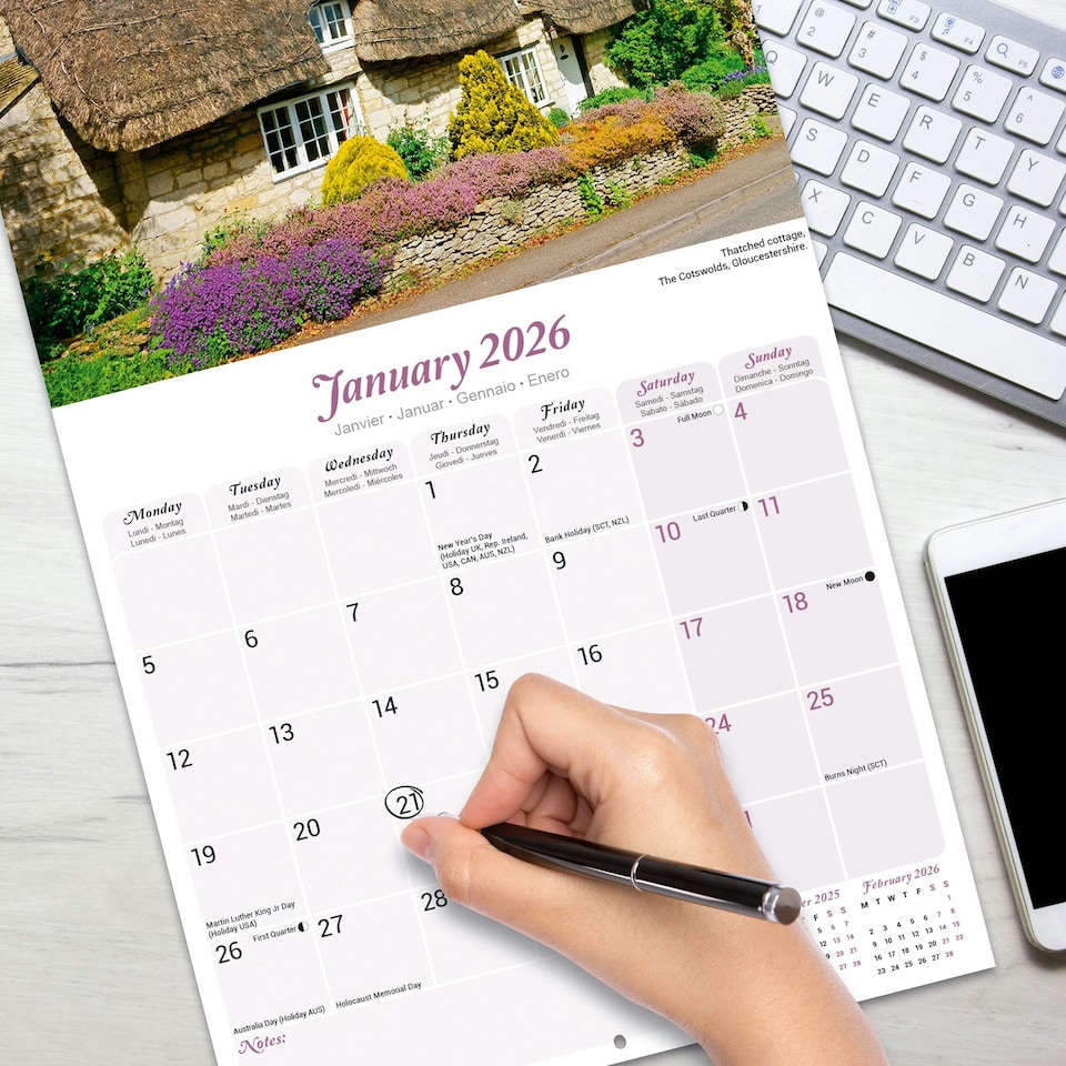 image 1 of English Gardens 2026 Calendar | Square Wall Calendar | Travel Gift | Plastic Free Packaging | by Avonside Publishing