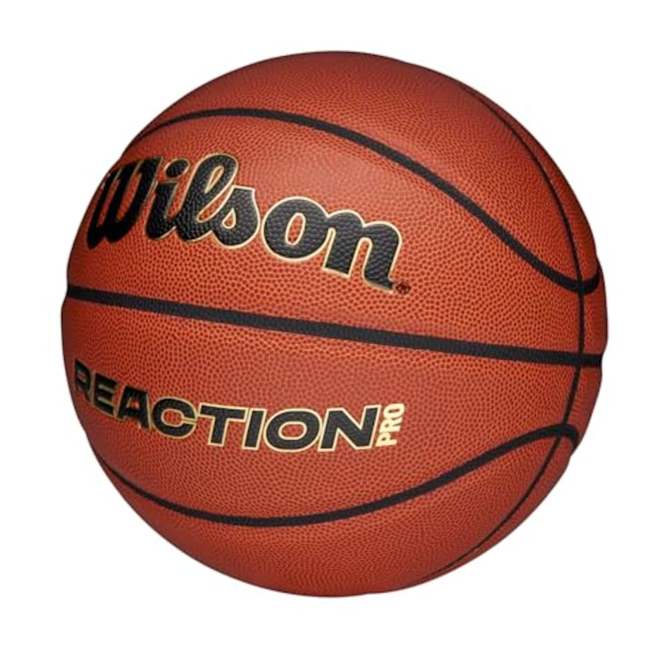 image 1 of Wilson Reaction Pro Basketball, Made From Durable Composite Materials With Vlc Technology, Colour: Brown/Gold, Size: 5