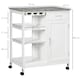 image 5 of HOMCOM Compact Kitchen Trolley Utility Cart on Wheels with Wine Rack, Drawer, Open Shelf and Storage Cabinet for Dining Room, White