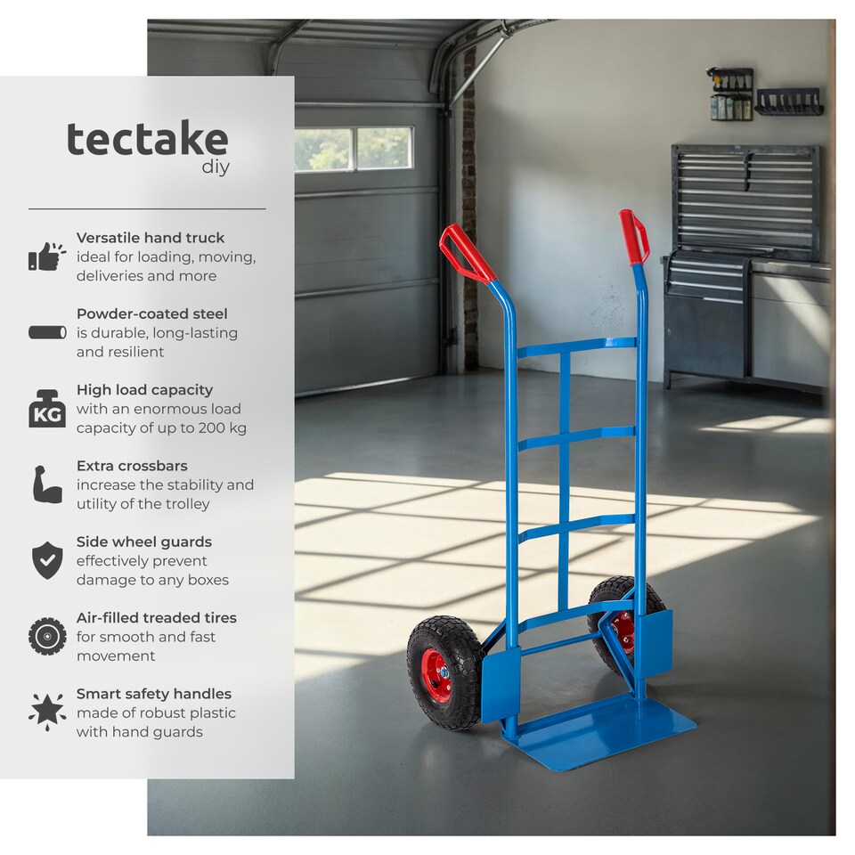 image 1 of Sack Barrow - heavy-duty, 200 kg load capacity, steel frame | Blue | blue | 55 x 44 x 119 cm | 1