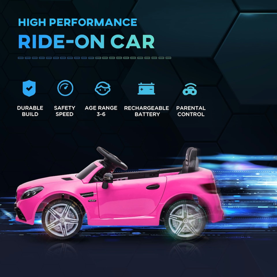 image 1 of AIYAPLAY Benz 12V Kids Electric Ride On Car w/ Remote Control, Music, Pink