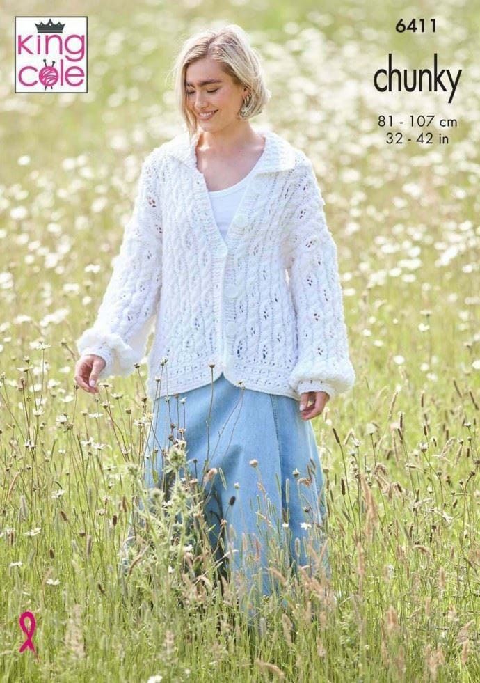 King Cole Dalesway Chunky Knitting Pattern 6411, Sweaters and Cardigans for Women - 32 - 42 Inches