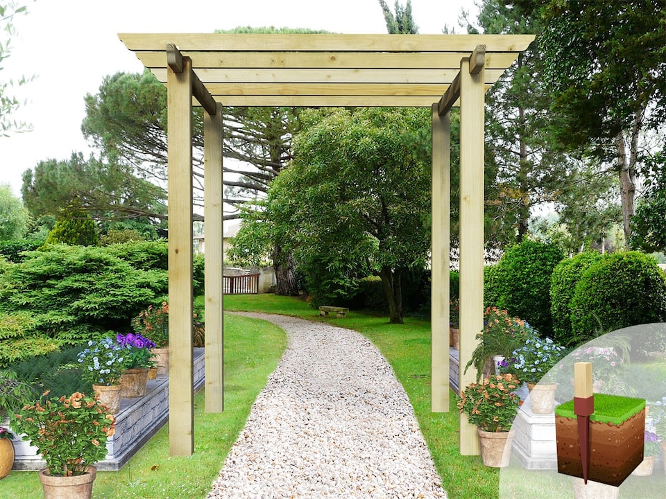 image 1 of eDecks HD Royal Walkway Garden Pergola w/ Steel Spikes 2.7m - 2.4 x 2.4m
