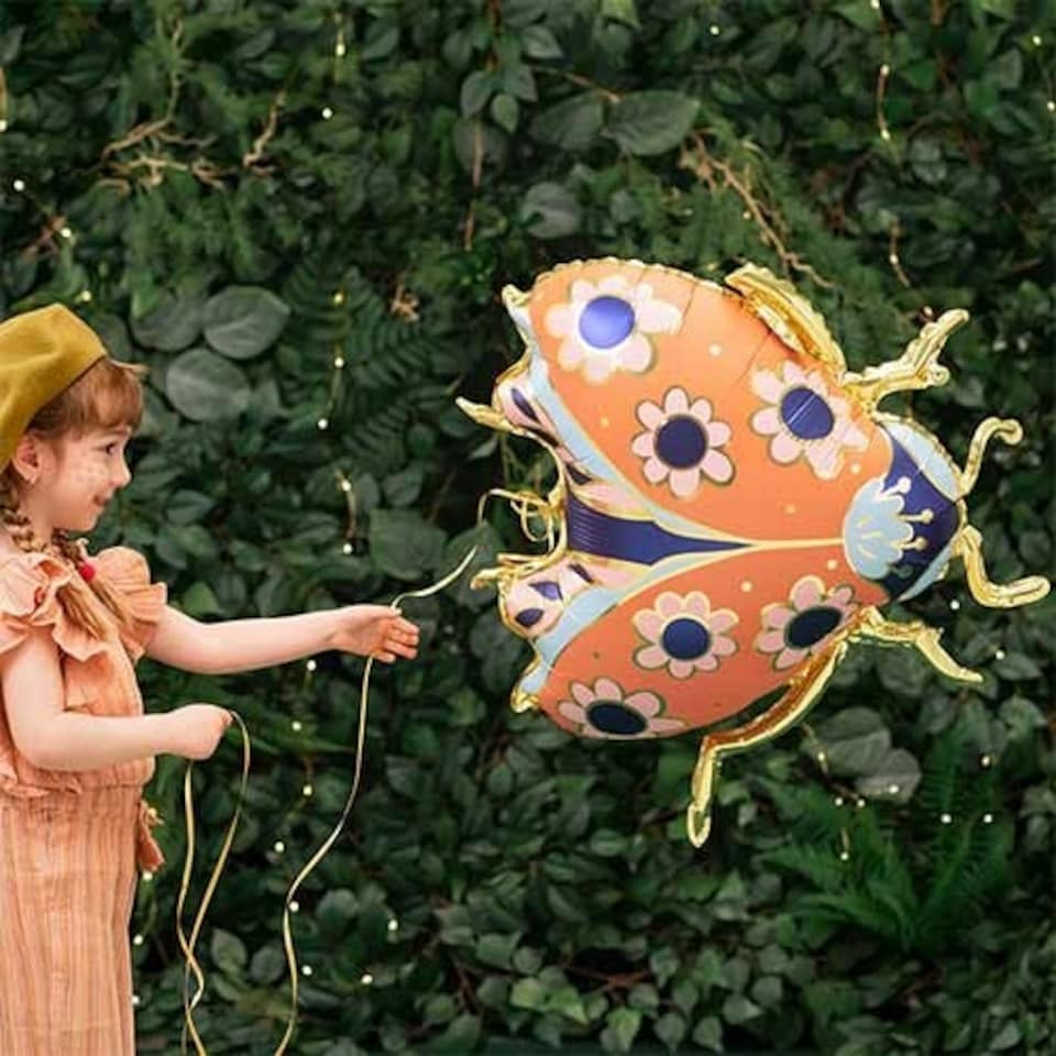 image 1 of Floral Ladybird Giant Helium Foil Balloon 87cm / 34 in