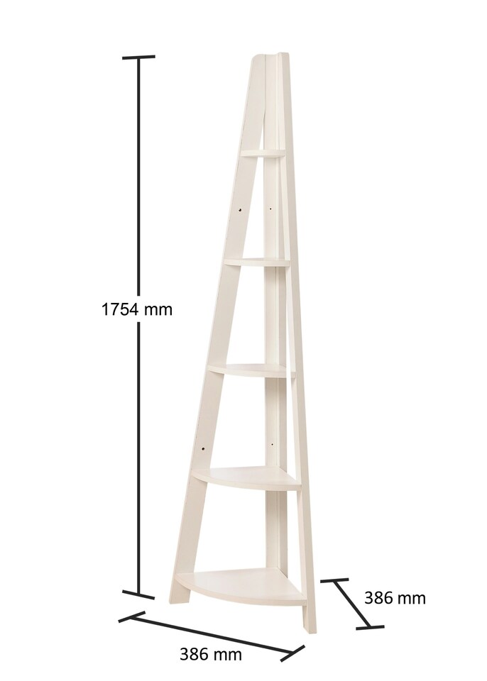 image 1 of Riva 5 Tier Ladder Corner Bookcase Shelving Rack Display Organiser White