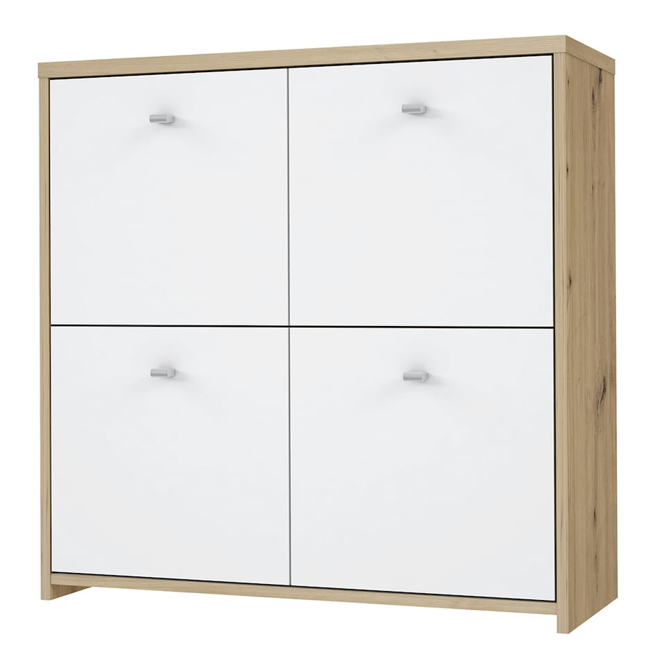 image 1 of Best Chest Storage Cabinet with 4 Doors in Artisan Oak/White