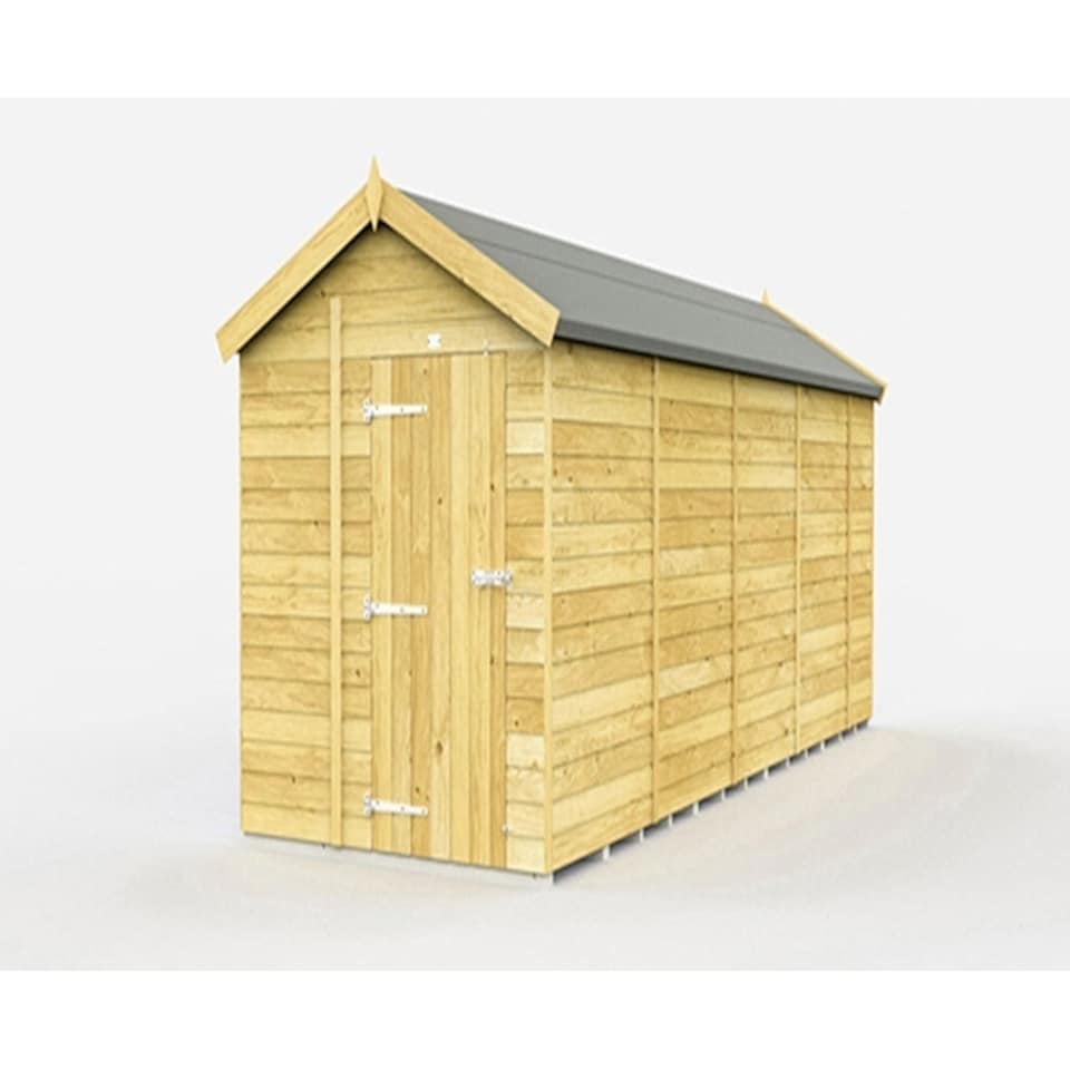 image 1 of 7 x 17 Feet Apex Shed - Single Door Without Windows - Wood - L503 x W214 x H217 cm Brown