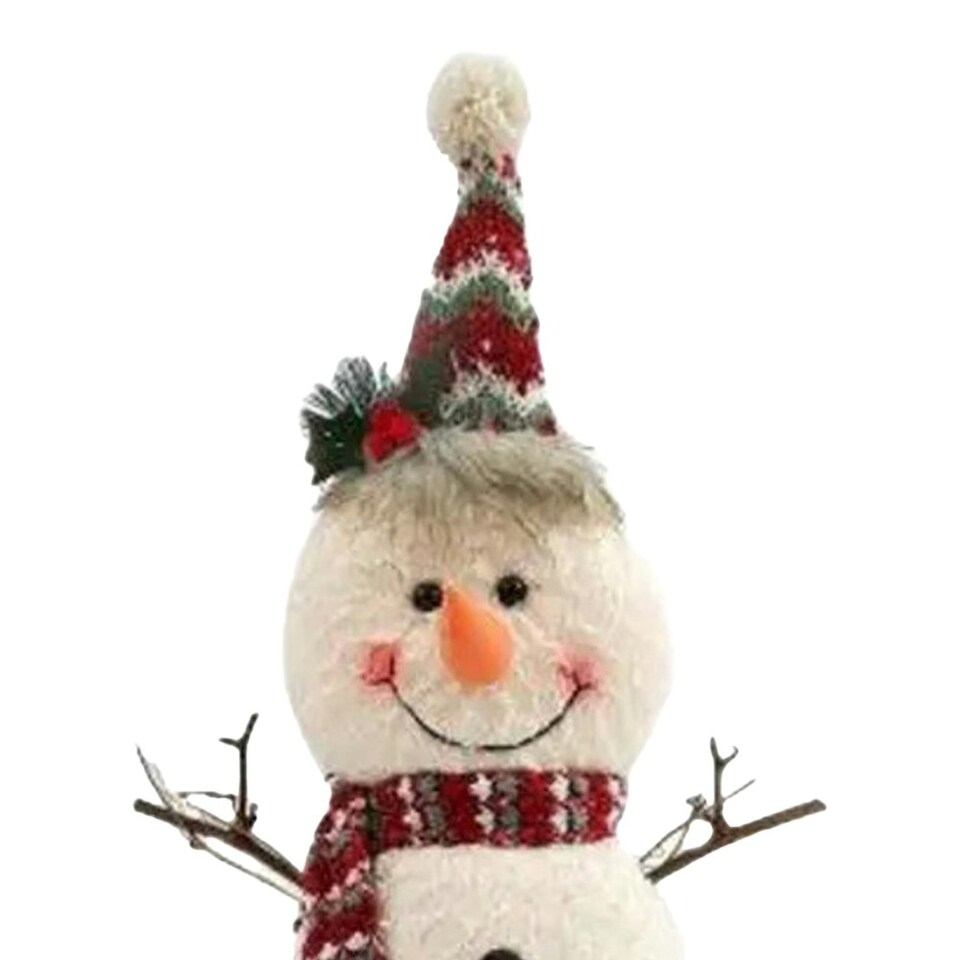 image 1 of Something Different Snowman Christmas Decoration - Beige/Red - One Size