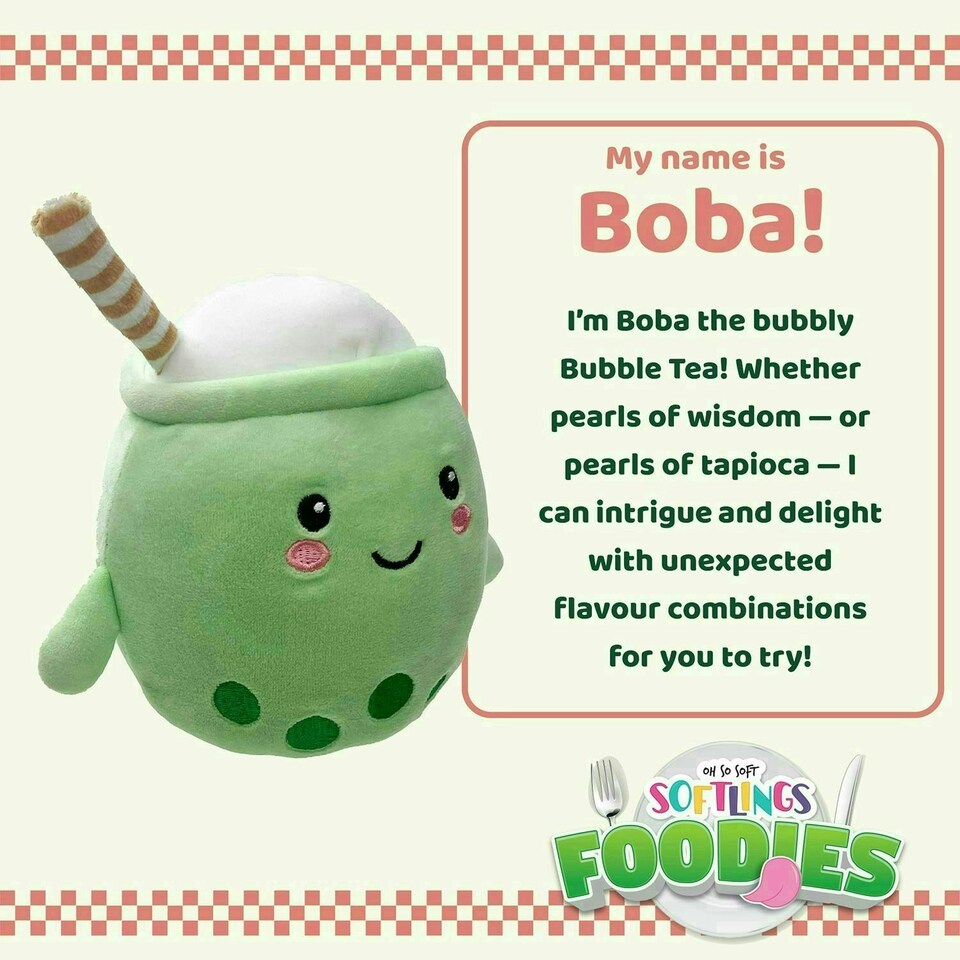 image 1 of Bubble Tea Soft Toy Food Drink Themed Cute Plush Cuddly 27cm Multi-Coloured