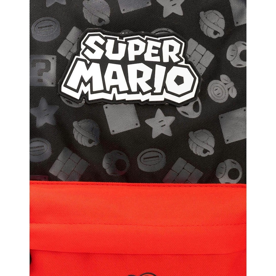 image 1 of Super Mario All-Over Print Backpack - Black/Red - One Size