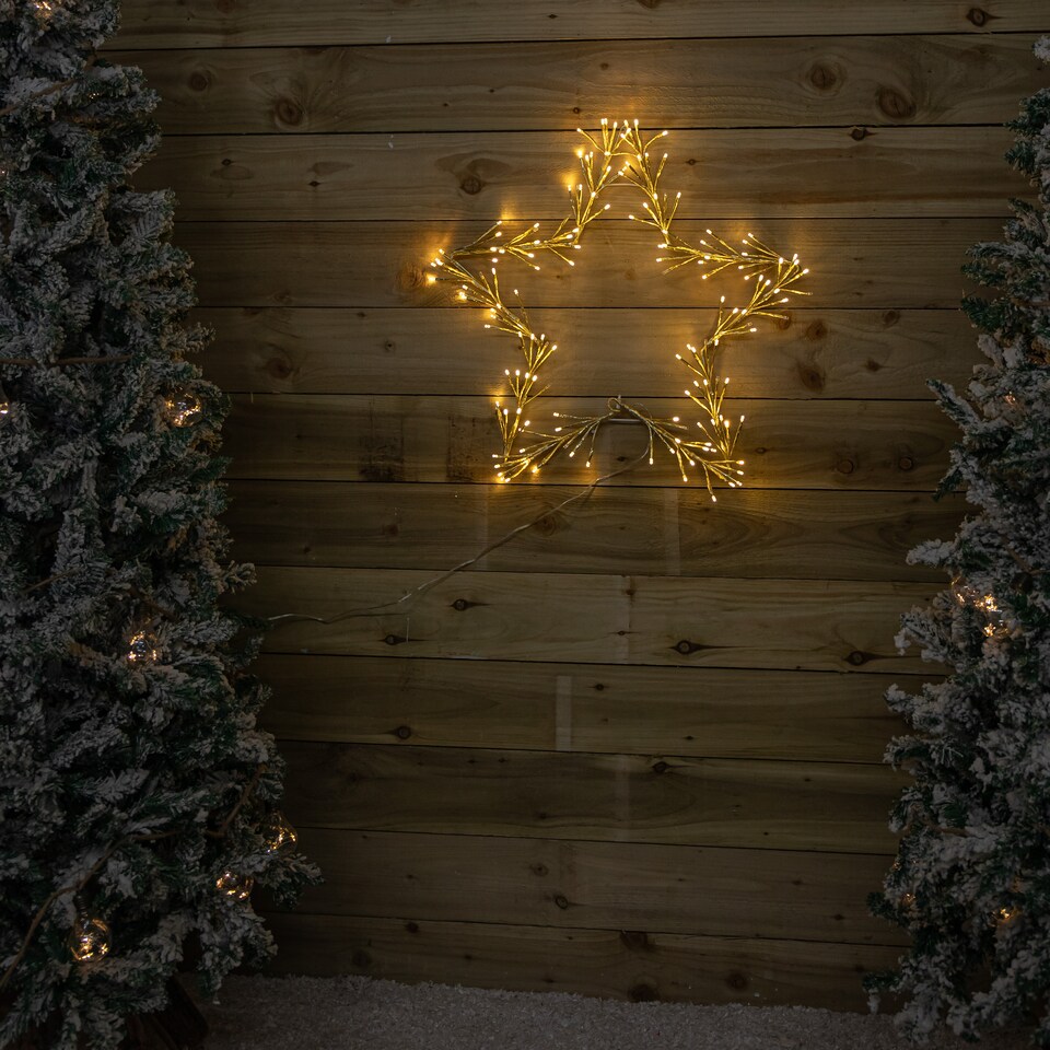 image 1 of 60cm Gold Christmas Star 150 Warm White LED Indoor/Outdoor Christmas Decorations