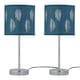 image 1 of Set of 2 Chrome Stick Table Lamps with Teal Fern Cut Out Shades | Chrome | Green | Medium | 2