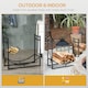 image 7 of Outsunny Metal Firewood Log Holder Indoor Outdoor Firewood Rack Fireplace 2 Tier Wood Storage Shelf with 4 Tools, Hooks, Scrolls, Black, 84W x 33D x 76H cm
